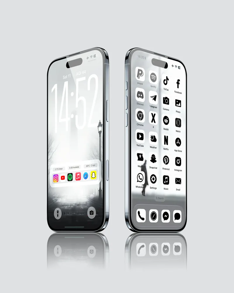 iPhone 17 Pro Frosted Glass Aesthetic Set Wallpapers, Icons & Widgets - iOS screen product by it8.art