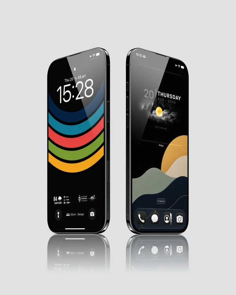 Best iPhone wallpapers with colorful waves and dark home screen design