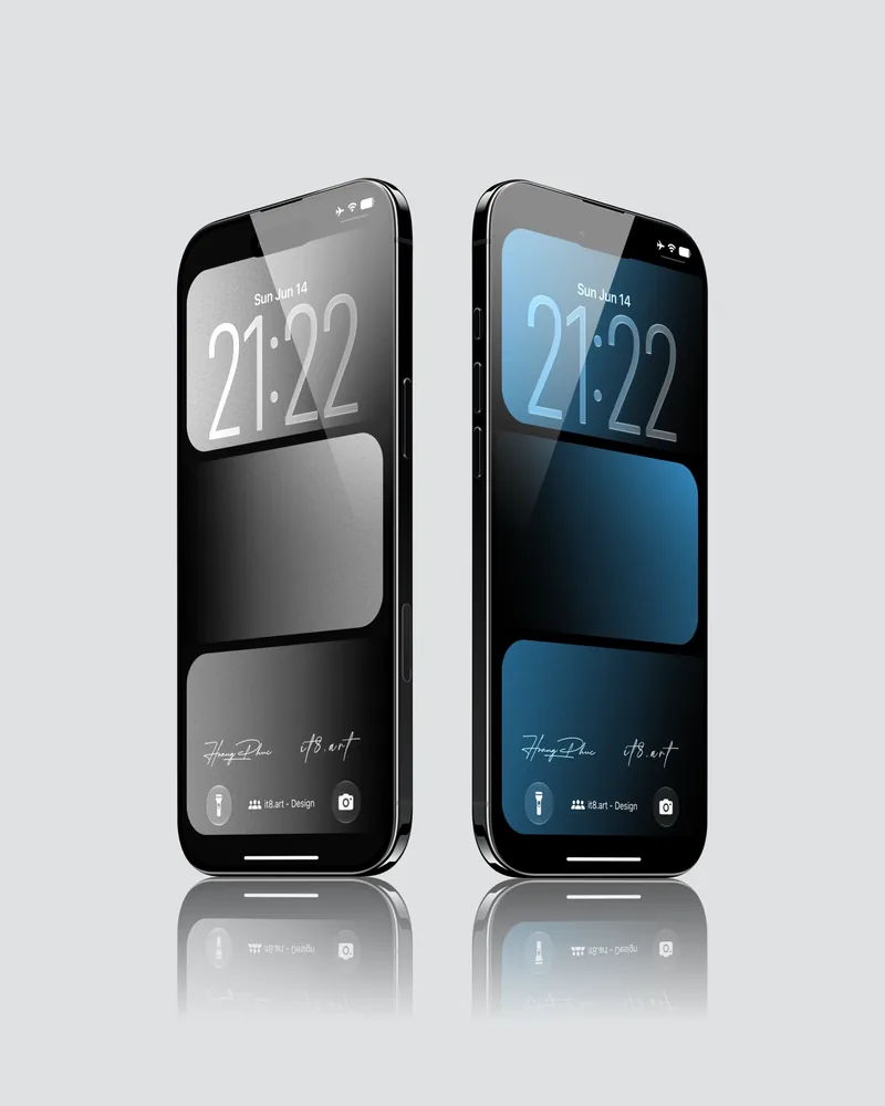 Black and silver 3D cube illusion on iPhone lock and home screens