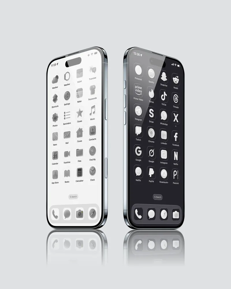 Minimalist iPhone Setup — Monochrome Frosted Glass Icons - iOS screen product by it8.art