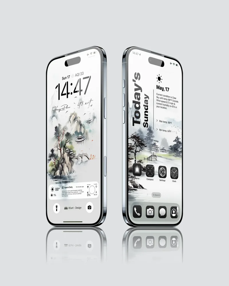 Sandstone Ink Landscape iPhone Wallpaper Pack - iOS screen product by it8.art