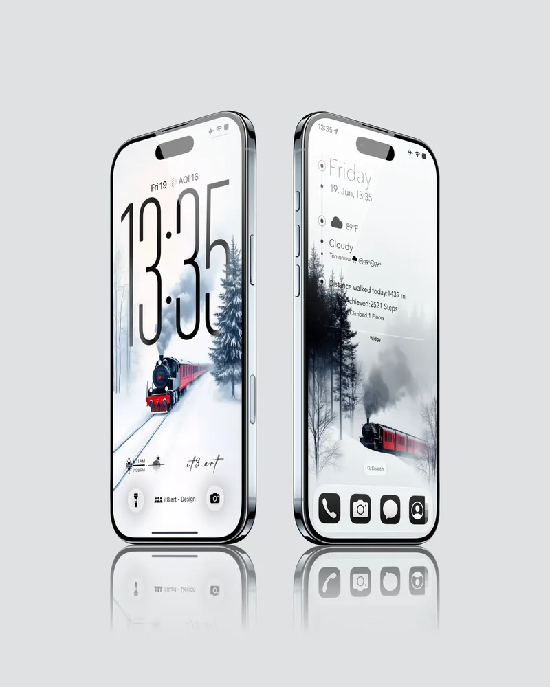 Steam Train Winter iPhone Wallpaper Pack - iOS screen product by it8.art